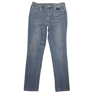Christopher & Banks Straight Leg Jeans Womens 10 Blue Sequined Butterfly Pockets